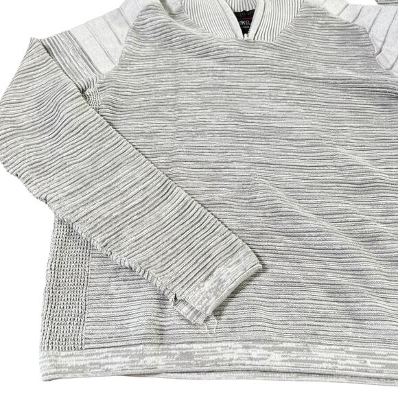 Projek Raw Mens Quarter Zip Mixed Media Sweater Gray Size Medium‎ Tech Urban - Picture 3 of 7